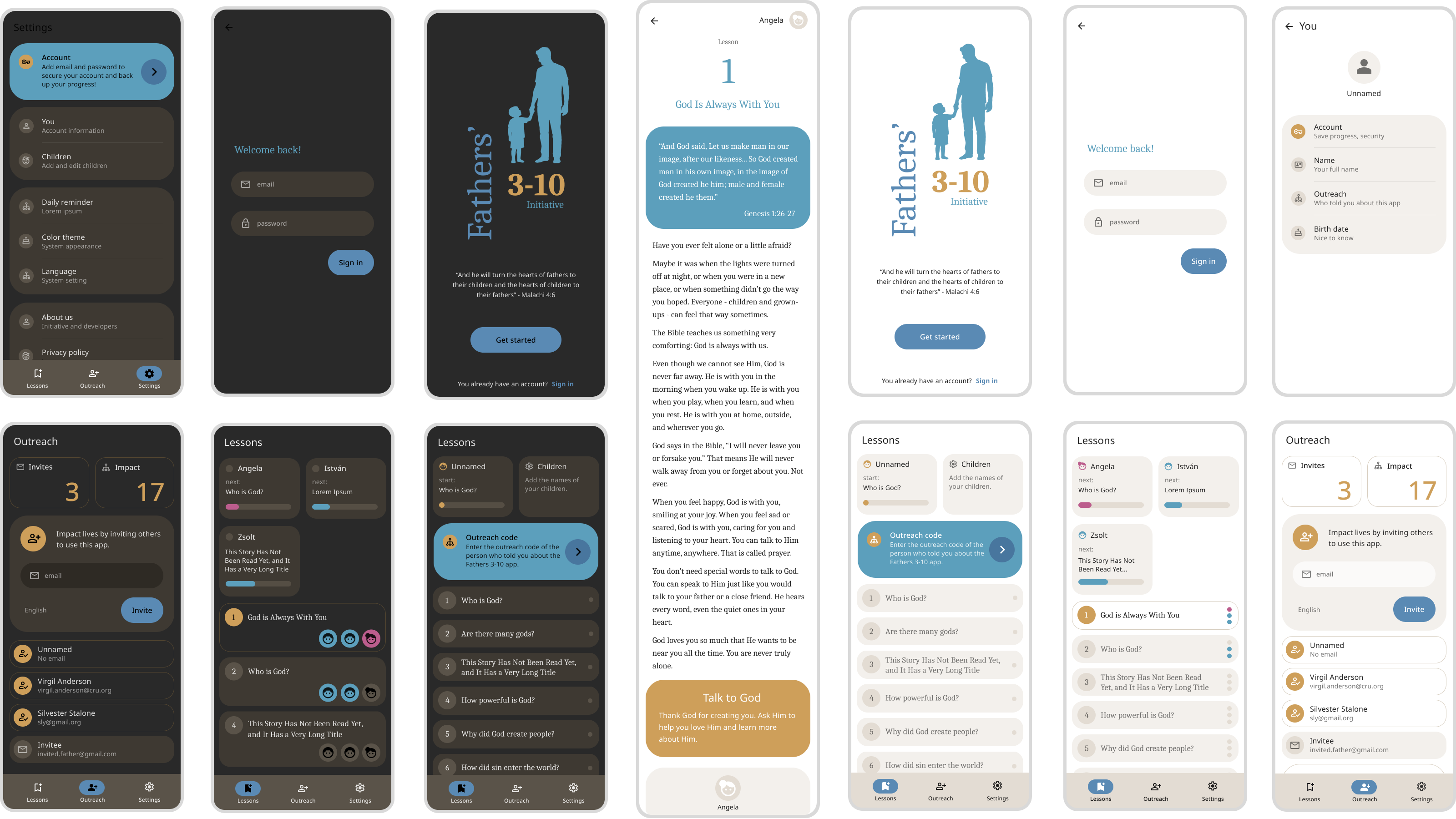 Apák 3-10 Kezdeményezés mobilapplikáció képernyőfotói